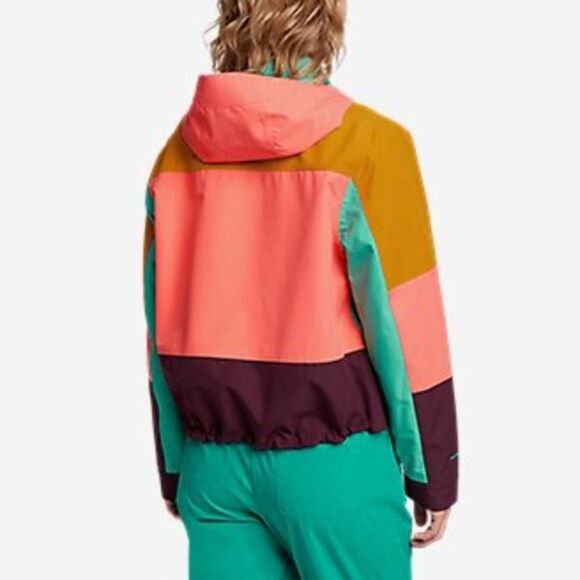 NWT Eddie Bauer x Karla Waterproof Colorblock Jacket, Pink/Orange, Size Small - Picture 2 of 10